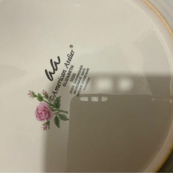 2 AMERICAN ATELIER ELIZABETH 5020 Dinner Plate Granny Core Floral Gingham A2 - Picture 6 of 7